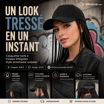 Casquette de baseball avec tresses intégrées