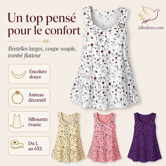 👚 50 % DE RÉDUCTION MAINTENANT ! 🌸 Débardeur d'été à imprimé floral pour femme – Doux, respirant et sans manches – parfait pour les journées chaudes, les sorties à la plage ou pour superposer les vêtements de façon décontractée ☀️