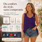 👚 50 % DE RÉDUCTION MAINTENANT ! 🌸 Débardeur d'été à imprimé floral pour femme – Doux, respirant et sans manches – parfait pour les journées chaudes, les sorties à la plage ou pour superposer les vêtements de façon décontractée ☀️