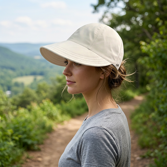 Chapeau de soleil respirant et ajustable pour femme, avec élastique pour queue de cheval