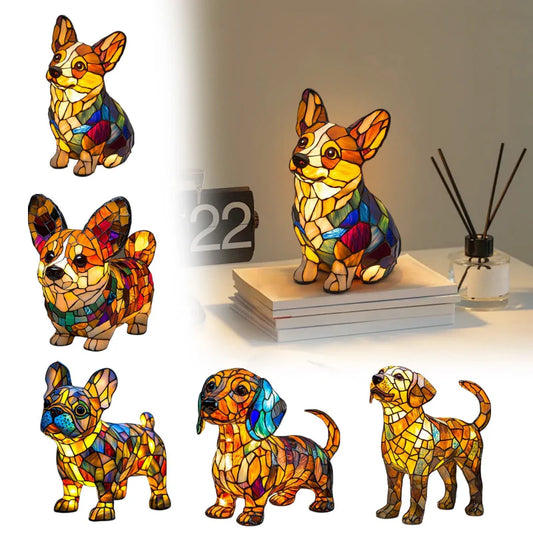 Lampe de table LED en forme de chiot avec effet « color-blocking »