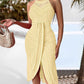 Robe sans manches à encolure halter asymétrique pour femme