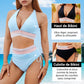 🔥Achetez-en 2, la livraison est offerte💃Ensemble de bikini à taille haute et effet amincissant, avec motif color block