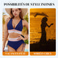 🔥Achetez-en 2, la livraison est offerte💃Ensemble de bikini à taille haute et effet amincissant, avec motif color block