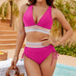 🔥Achetez-en 2, la livraison est offerte💃Ensemble de bikini à taille haute et effet amincissant, avec motif color block