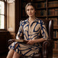 Robe-chemise à boutons pour femme, à imprimé géométrique