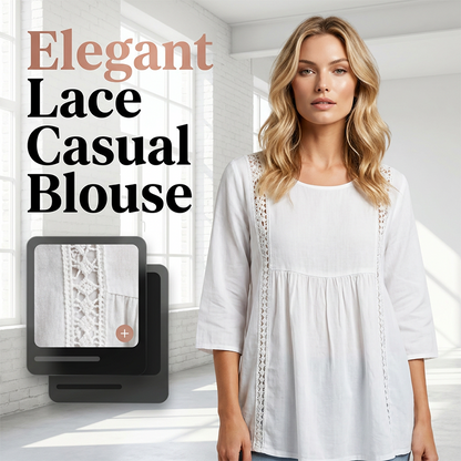 Women's Lace V-Neck 7/8 Sleeve Blouse