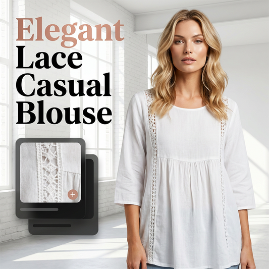 Women's Lace V-Neck 7/8 Sleeve Blouse