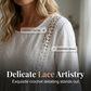 Women's Lace V-Neck 7/8 Sleeve Blouse